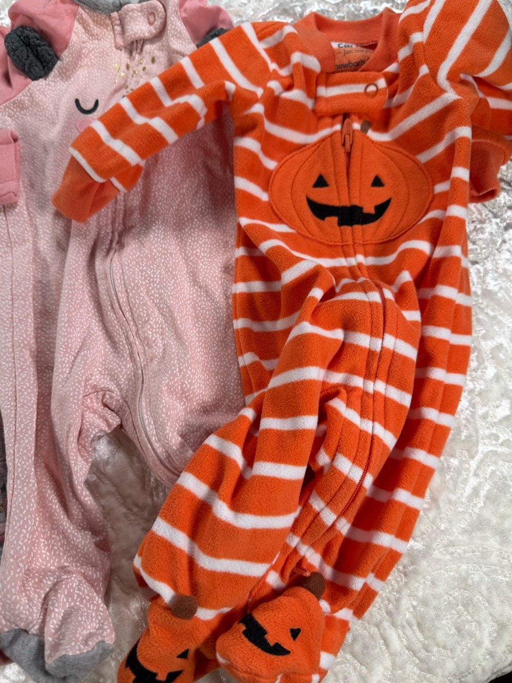 Carter's & Gerber Gray and Pink Rainbow Footed One-Piece NNW - Picture 5 of 5
